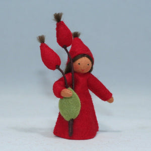 Rose Hips Fairy (handmade decorative felt doll) - Eco Flower Fairies LLC - Waldorf Doll Shop - Handmade by Ambrosius