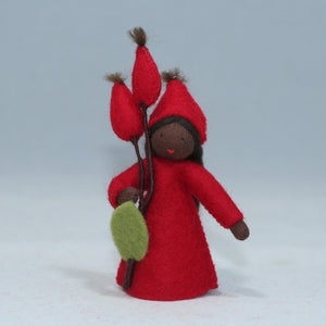 Rose Hips Fairy (handmade decorative felt doll) - Eco Flower Fairies LLC - Waldorf Doll Shop - Handmade by Ambrosius