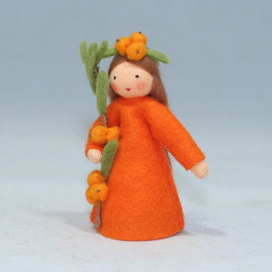 Seaberry Fairy (handmade decorative felt doll) - Eco Flower Fairies LLC - Waldorf Doll Shop - Handmade by Ambrosius