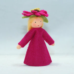 Zinnia Fairy (handmade decorative felt doll) - Eco Flower Fairies LLC - Waldorf Doll Shop - Handmade by Ambrosius