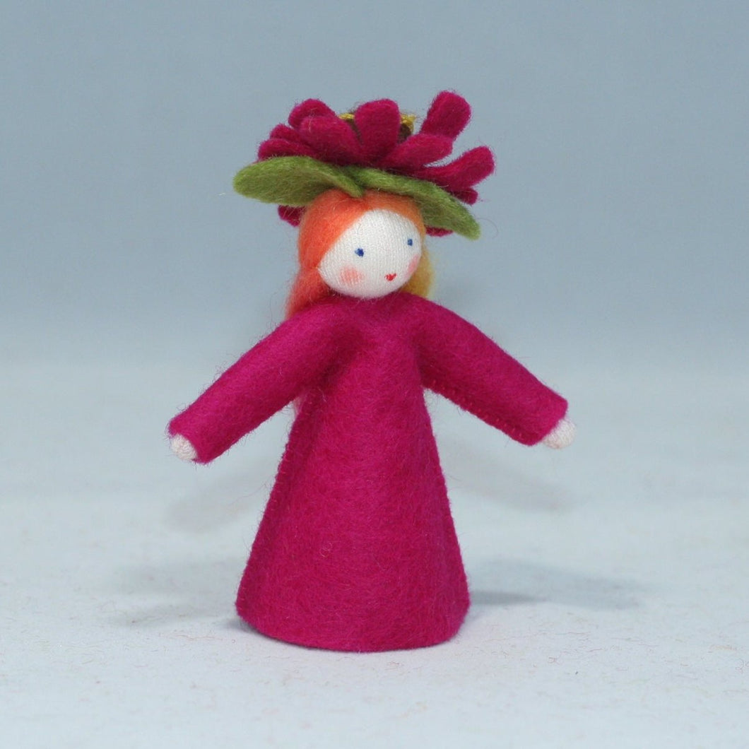 Zinnia Fairy (handmade decorative felt doll) - Eco Flower Fairies LLC - Waldorf Doll Shop - Handmade by Ambrosius