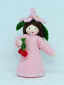 Cherry Blossom Fairy (2.5" miniature standing felt doll, flower hat)