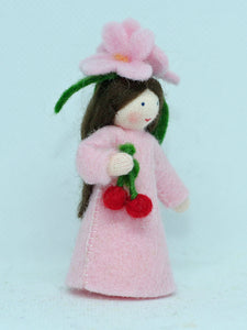 Cherry Blossom Fairy (2.5" miniature standing felt doll, flower hat)