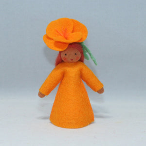 Golden Poppy Fairy (3" handmade decorative felt doll)