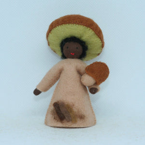 Handmade Porcini Mushroom Fairy Doll by Ambrosius – Eco-Friendly Wool Felt Waldorf Toy from Eco Flower Fairies LLC