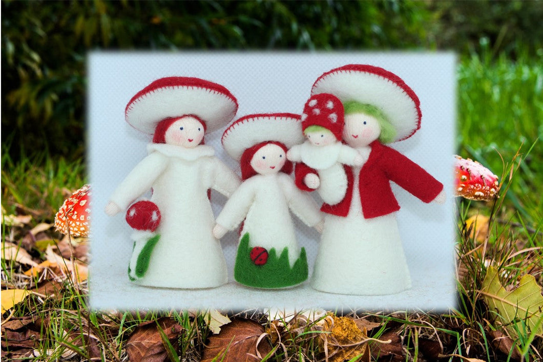 Red Mushroom Family | Waldorf Doll Shop | Eco Flower Fairies | Handmade by Ambrosius