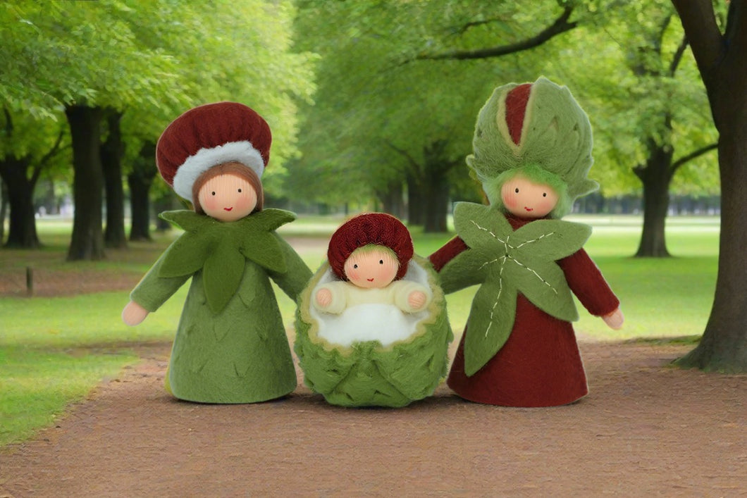 Chestnut Family | Waldorf Doll Shop | Eco Flower Fairies | Handmade by Ambrosius