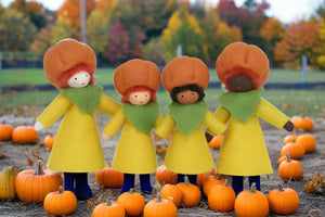 Pumpkin Fairy Doll – 2.5" & 3.5" Handmade Felt Waldorf Decorations by Ambrosius