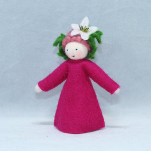 Handmade Raspberry Fairy Doll by Ambrosius – Eco-Friendly Wool Felt Waldorf Toy from Eco Flower Fairies LLC