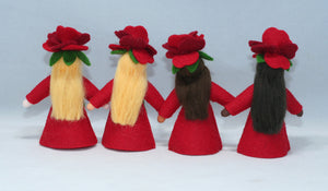 Rose Fairy Doll – 2.5", 3" & 3.5" Handmade Felt Waldorf Decorations by Ambrosius