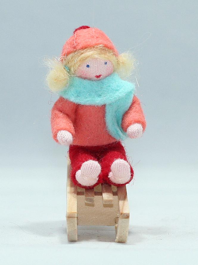 Girl on Sleigh | Waldorf Doll Shop | Eco Flower Fairies | Handmade by Ambrosius