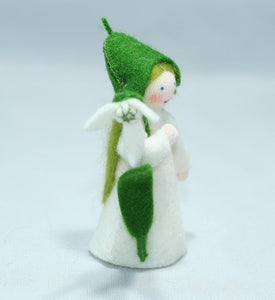 Snowdrop Fairy (miniature standing felt doll, holding flower) | Eco ...