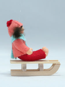 Girl on Sleigh | Waldorf Doll Shop | Eco Flower Fairies | Handmade by Ambrosius