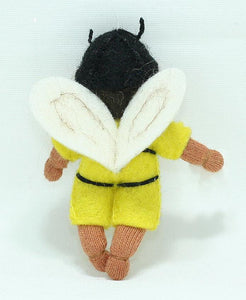 Bee Baby (miniature bendable hanging felt doll, with onesie) - Eco Flower Fairies LLC - Waldorf Doll Shop - Handmade by Ambrosius