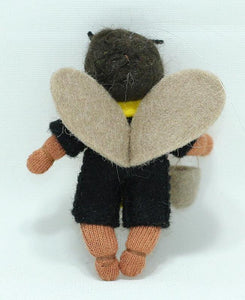 Bee Baby (miniature bendable hanging felt doll, with apron) - Eco Flower Fairies LLC - Waldorf Doll Shop - Handmade by Ambrosius