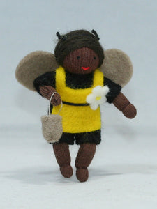 Bee Baby (miniature bendable hanging felt doll, with apron) - Eco Flower Fairies LLC - Waldorf Doll Shop - Handmade by Ambrosius