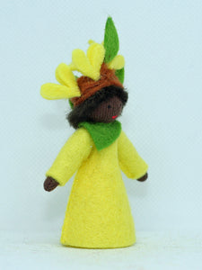 Forsythia Prince (2.5" miniature standing felt doll, flower hat)