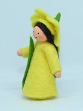 Daffodil Fairy (2.5" miniature standing felt doll, flower hat)