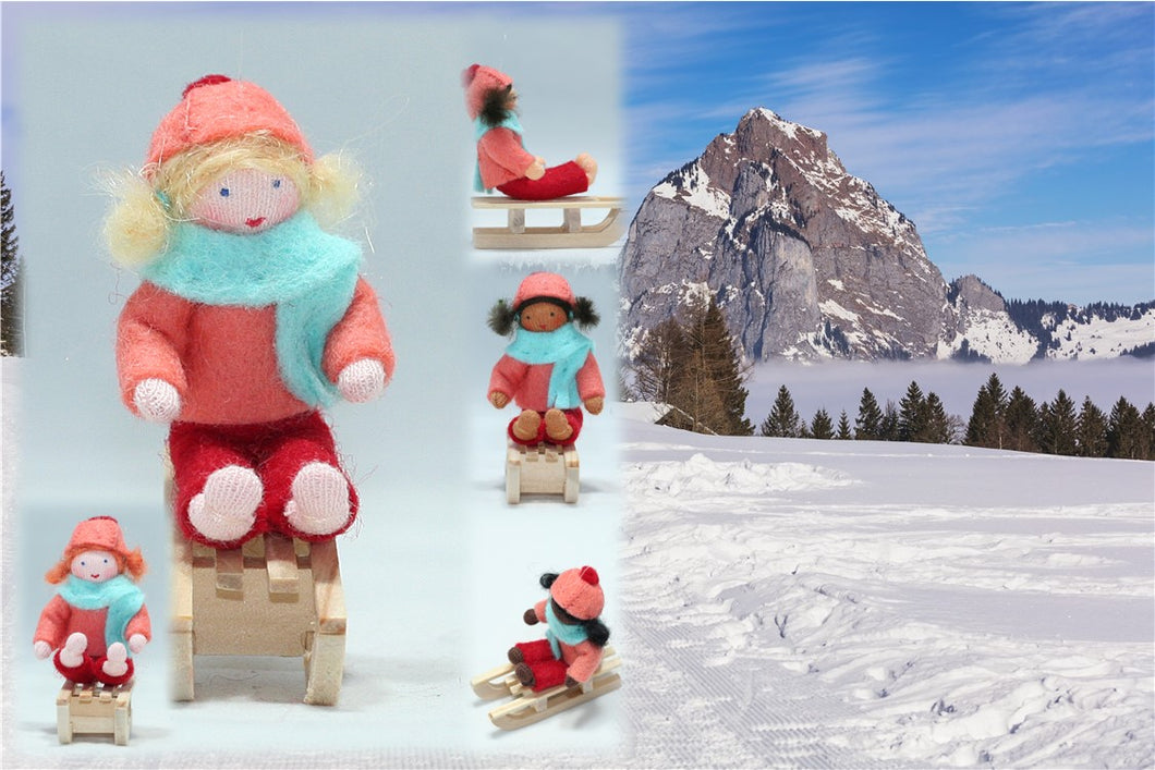 Girl on Sleigh | Waldorf Doll Shop | Eco Flower Fairies | Handmade by Ambrosius