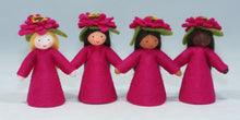 Zinnia Fairy (3" miniature standing felt doll, flower hat)